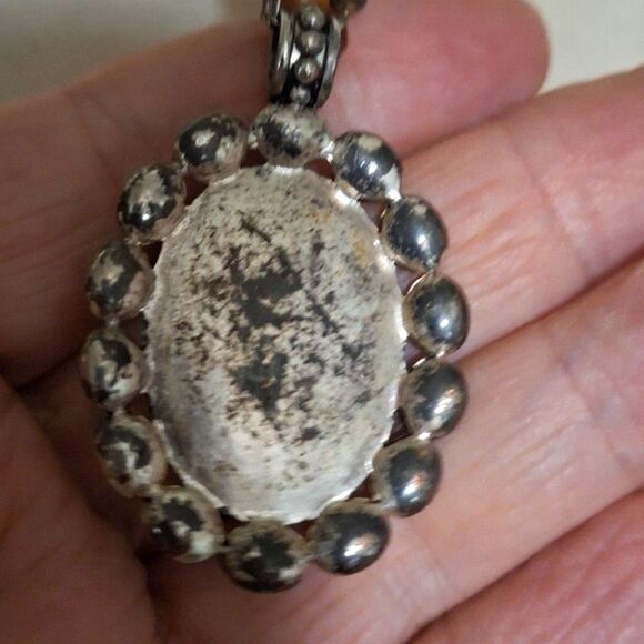 Beaded Boho Women's Necklace Amber Colored Glass Iridescent Fairy Core As-Is - Picture 4 of 13